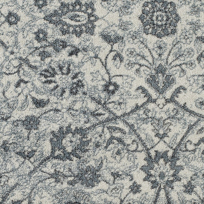 8' X 10' Charcoal And Ivory Floral Area Rug