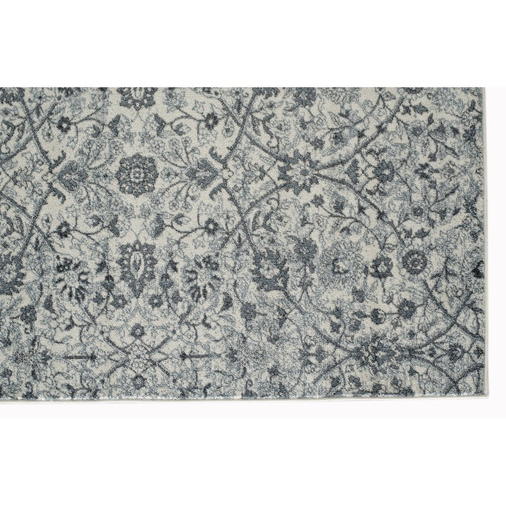 8' X 10' Charcoal And Ivory Floral Area Rug