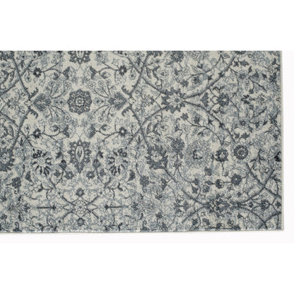 8' X 10' Charcoal And Ivory Floral Area Rug