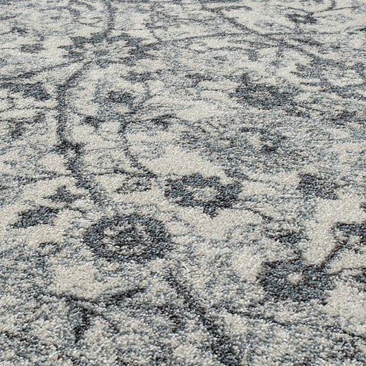 4' X 6' Charcoal and Gray Floral Power Loom Area Rug