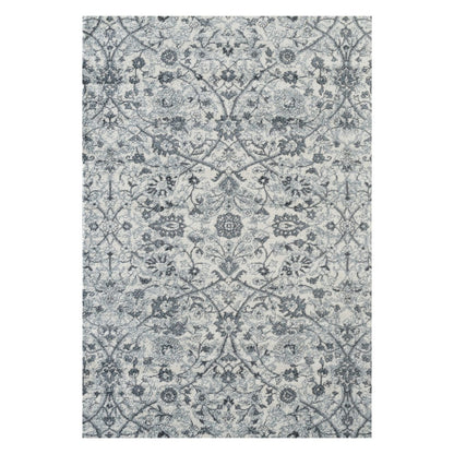 8' X 10' Charcoal And Ivory Floral Area Rug