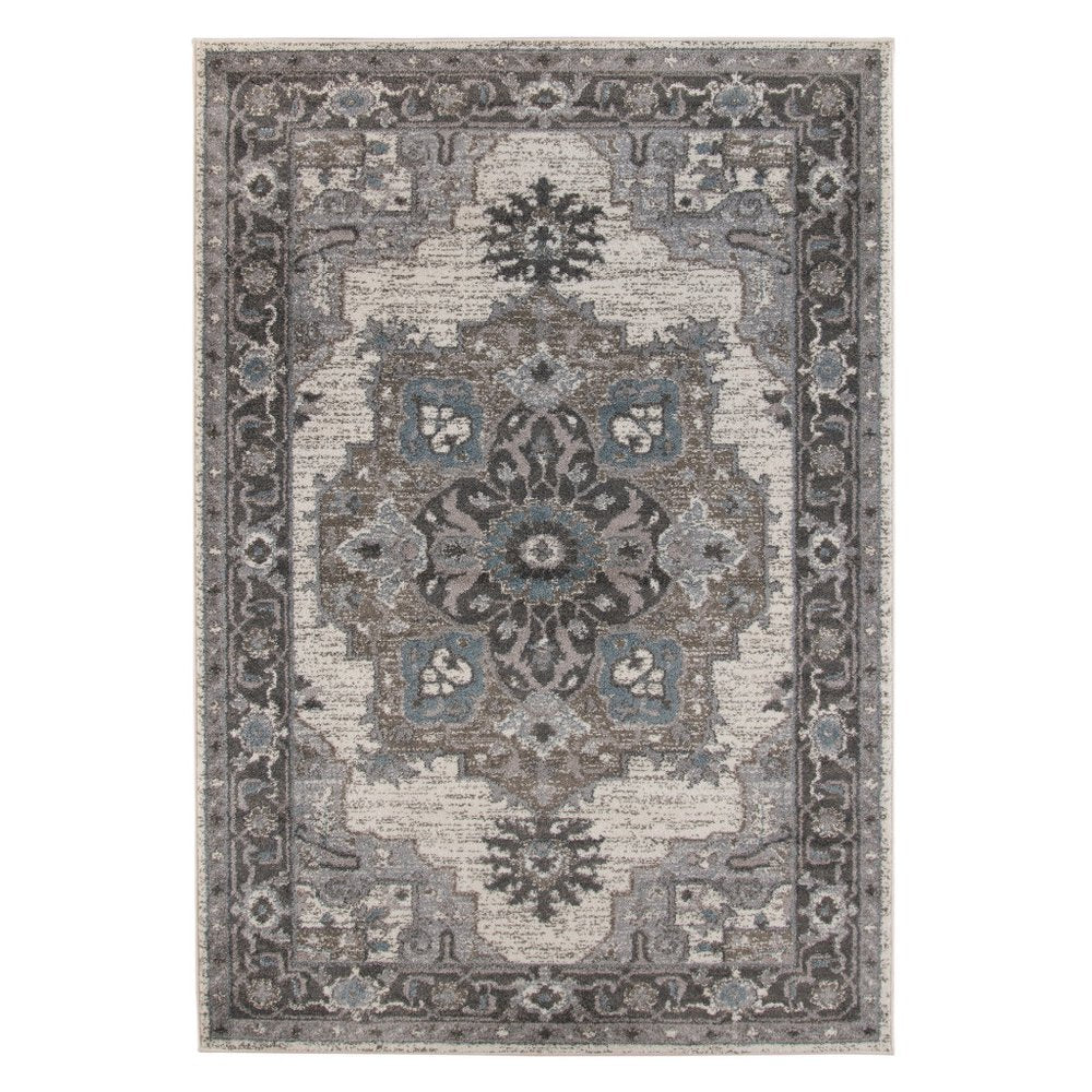 8' X 10' Ivory Taupe And Gray Medallion Area Rug