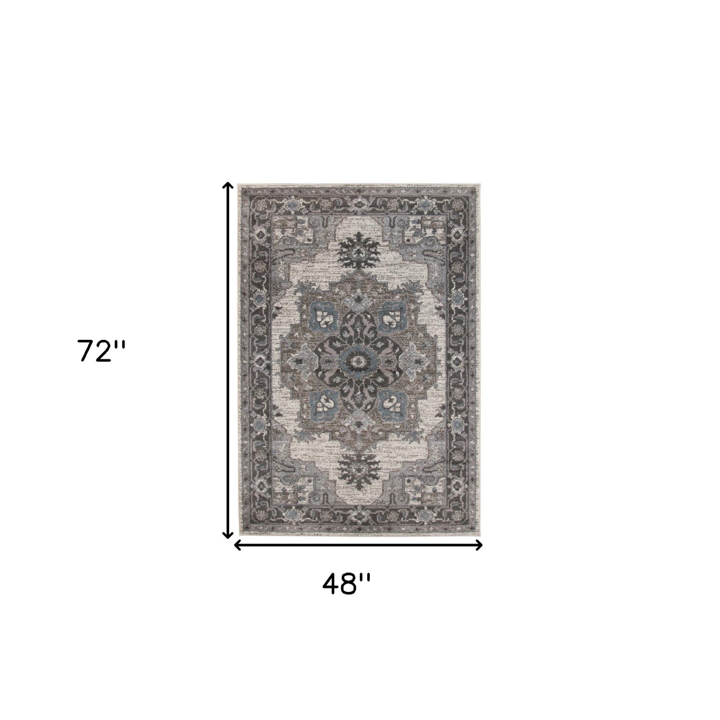 4' X 6' Ivory Taupe and Gray Medallion Power Loom Area Rug