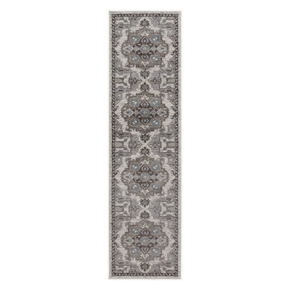 4' X 6' Ivory Taupe and Gray Medallion Power Loom Area Rug