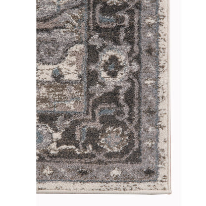 10' Ivory Taupe and Gray Medallion Power Loom Runner Rug