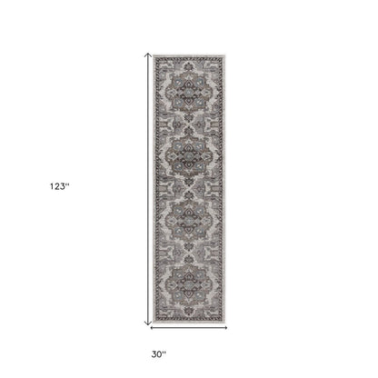 8' X 10' Ivory Taupe And Gray Medallion Area Rug