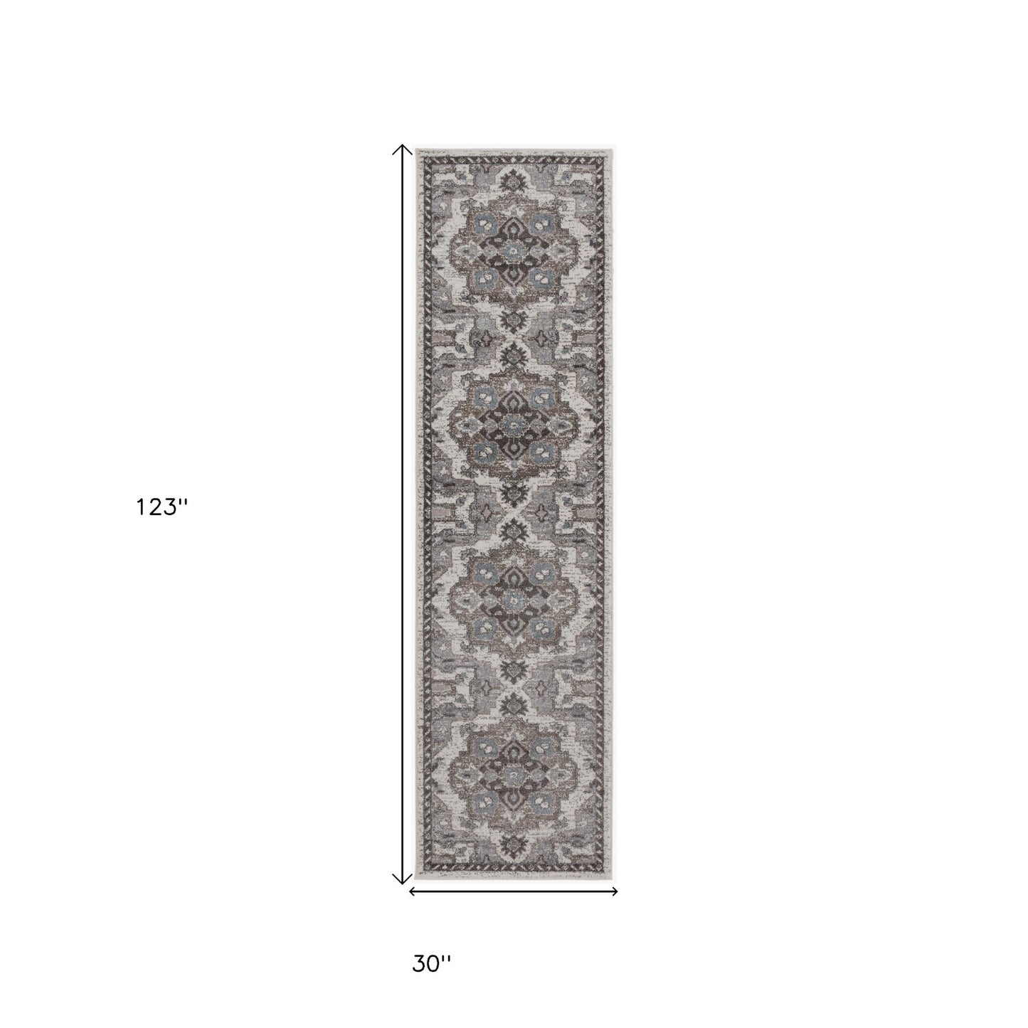 4' X 6' Ivory Taupe and Gray Medallion Power Loom Area Rug