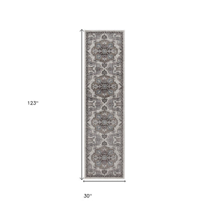 4' X 6' Ivory Taupe and Gray Medallion Power Loom Area Rug