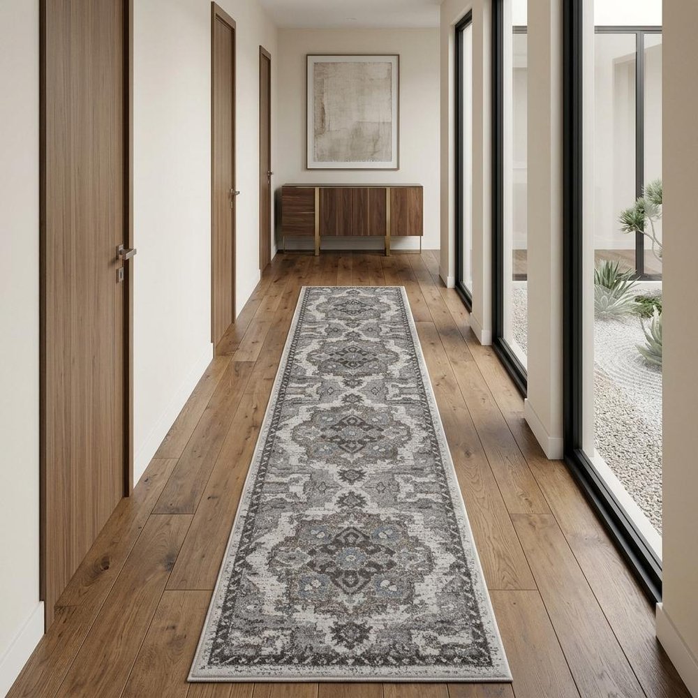 4' X 6' Ivory Taupe and Gray Medallion Power Loom Area Rug