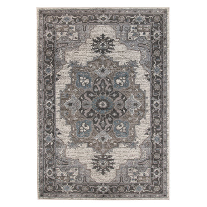 4' X 6' Ivory Taupe and Gray Medallion Power Loom Area Rug