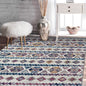 2' X 3' Ivory Blue and Orange Geometric Power Loom Area Rug