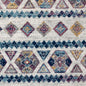 2' X 3' Ivory Blue and Orange Geometric Power Loom Area Rug