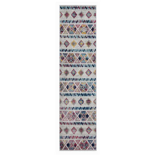 2' X 3' Ivory Blue and Orange Geometric Power Loom Area Rug