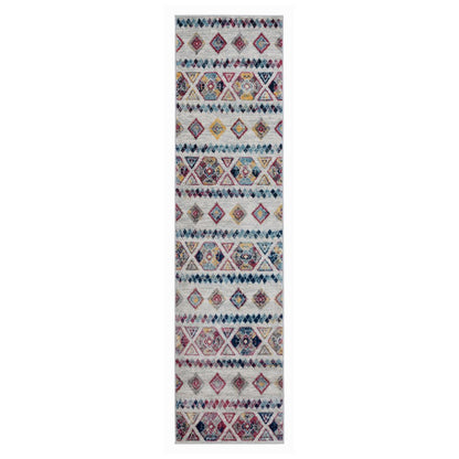 2' X 3' Ivory Blue and Orange Geometric Power Loom Area Rug