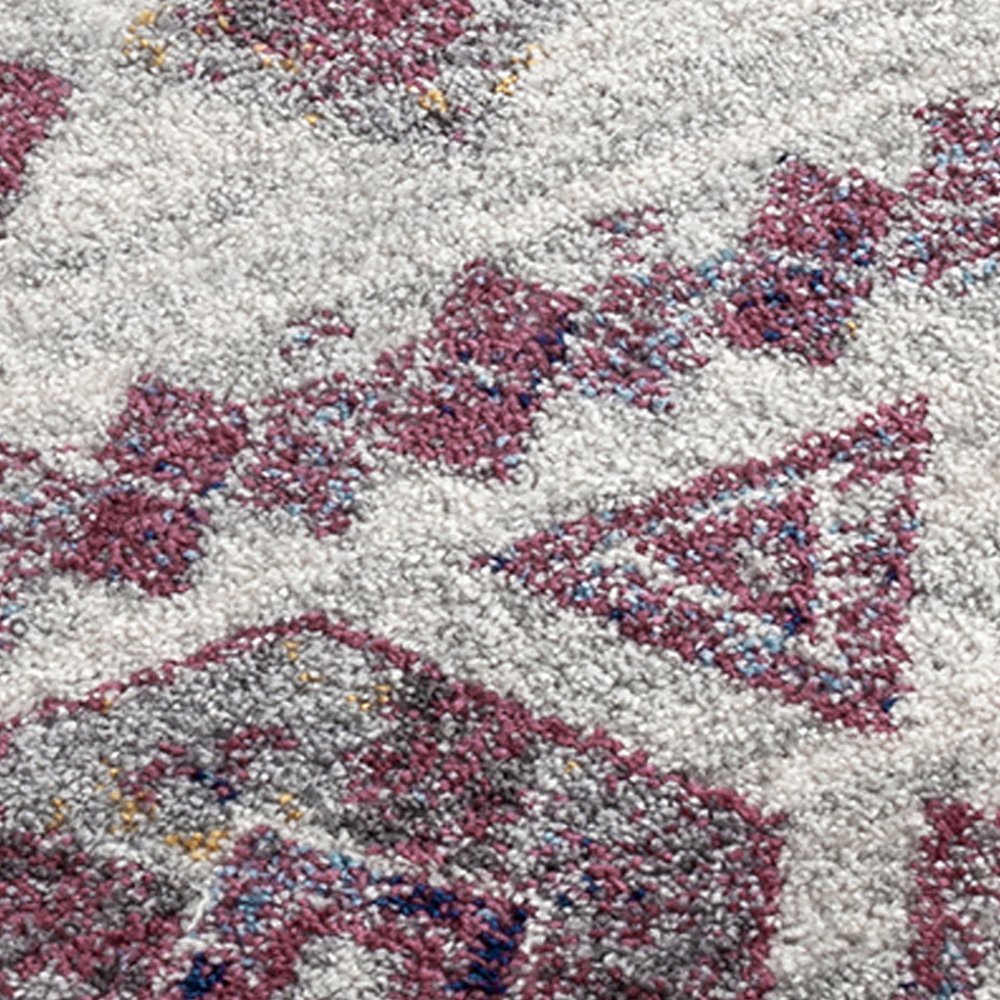 5' X 8' Ivory Blue and Orange Geometric Power Loom Area Rug