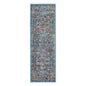 10' Ivory Blue and Orange Medallion Power Loom Runner Rug