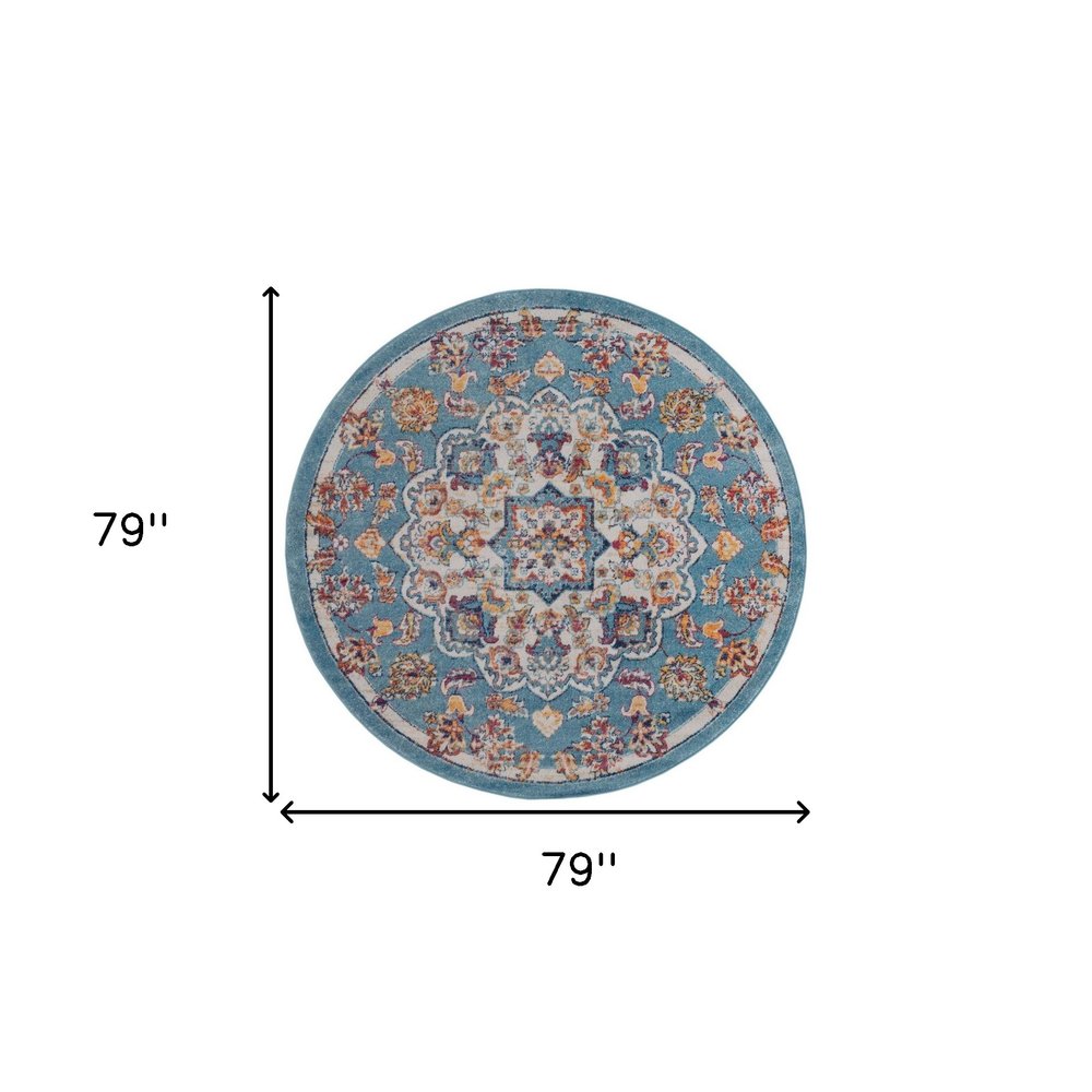 2' X 3' Ivory Gray and Orange Medallion Power Loom Area Rug