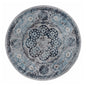 6' Ivory Blue And Gray Medallion Round Rug