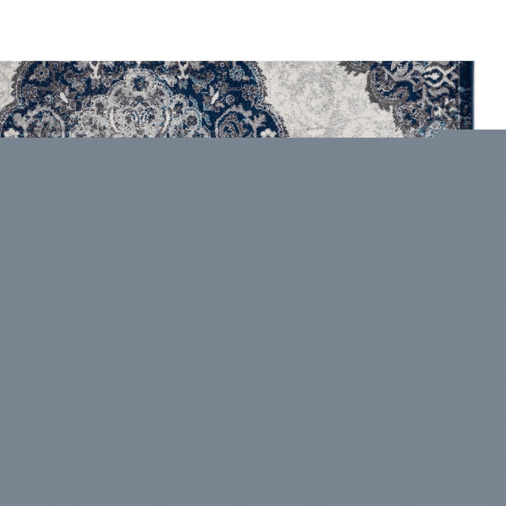 2' X 3' Ivory Gray And Blue Medallion Area Rug