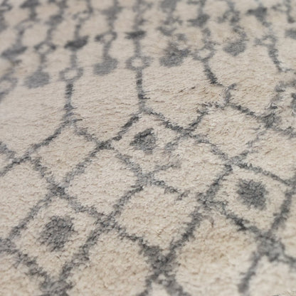 10' Gray And Ivory Geometric Shag Runner Rug