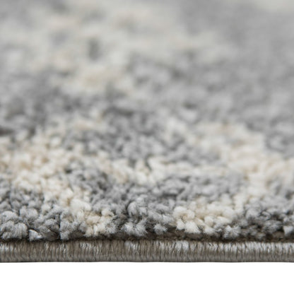10' Gray And Ivory Geometric Shag Runner Rug