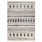 10' Cream Black And Gray Geometric Shag Runner Rug
