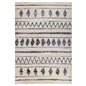 10' Cream Black And Gray Geometric Shag Runner Rug