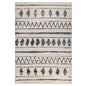 10' Cream Black And Gray Geometric Shag Runner Rug