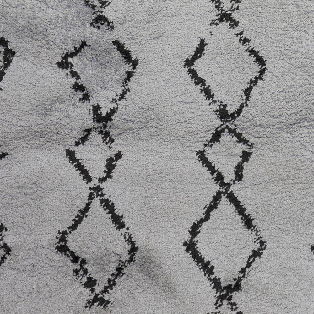 10' Black And Gray Geometric Shag Runner Rug