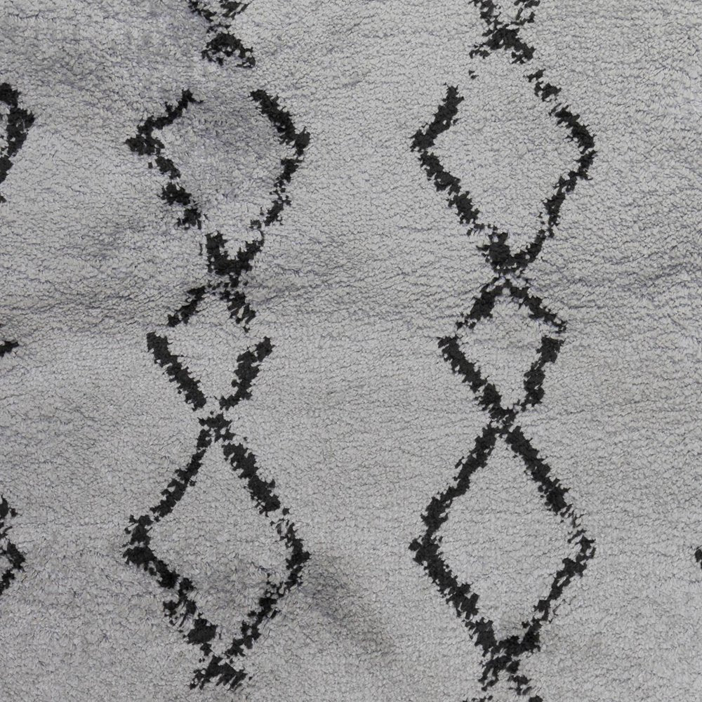 10' Black And Gray Geometric Shag Runner Rug
