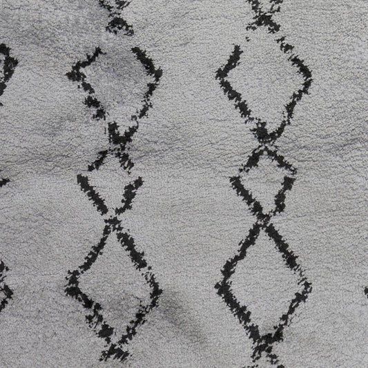 10' Black And Gray Geometric Shag Runner Rug