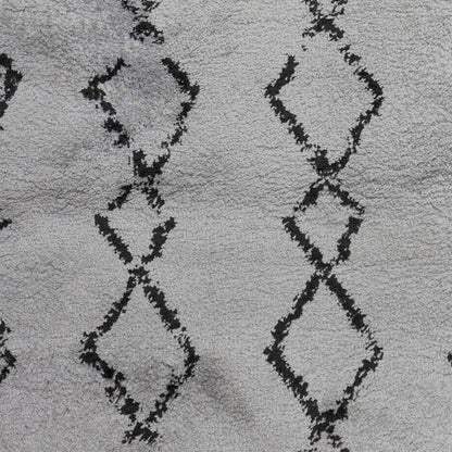 10' Black And Gray Geometric Shag Runner Rug