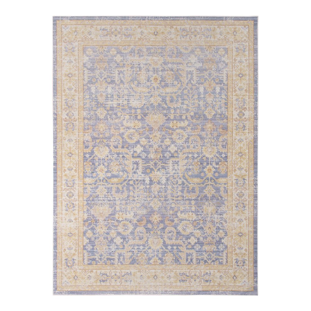 9' X 13' Gray Yellow And Lavender Floral Area Rug