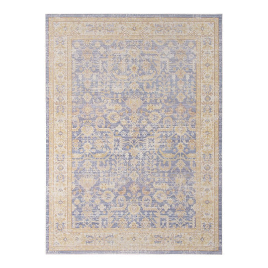 9' X 13' Gray Yellow And Lavender Floral Area Rug