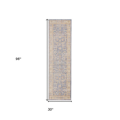 9' X 13' Gray Yellow And Lavender Floral Area Rug