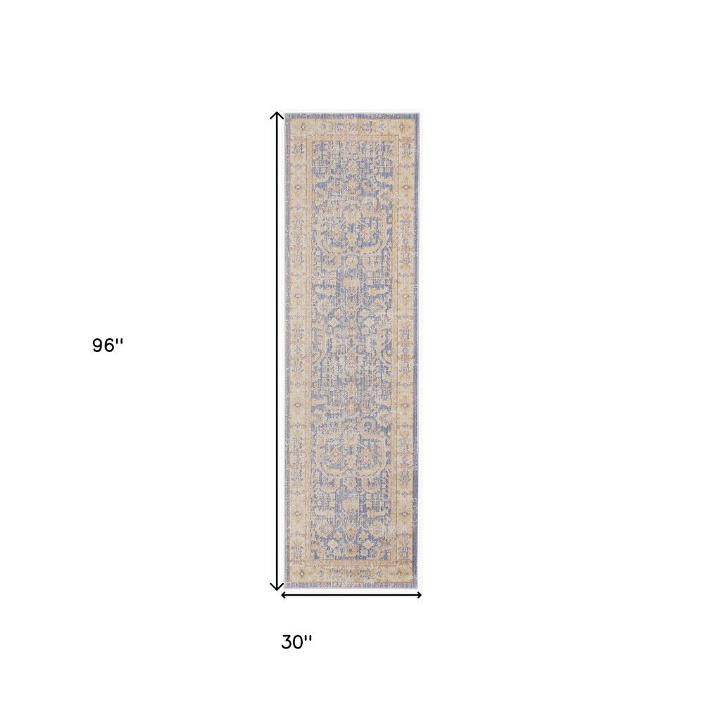 9' X 13' Gray Yellow And Lavender Floral Area Rug