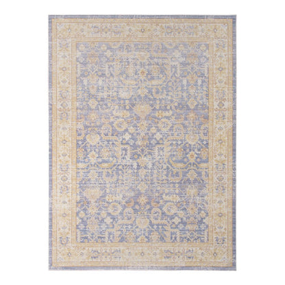 9' X 13' Gray Yellow And Lavender Floral Area Rug