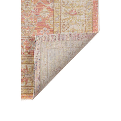 9' X 13' Salmon And Tan Floral Area Rug