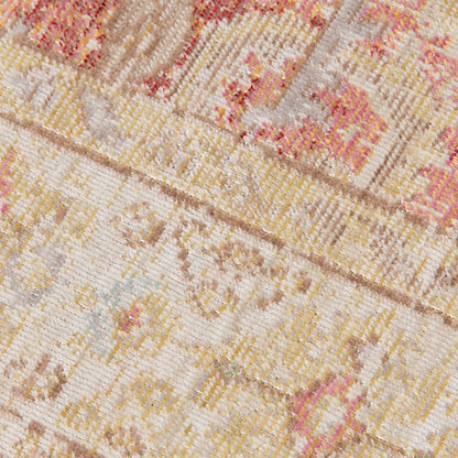 9' X 13' Salmon And Tan Floral Area Rug