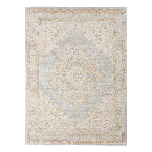 4' X 6' Beige and Gray Medallion Power Loom Area Rug