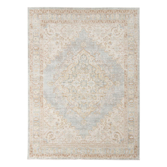 4' X 6' Tan And Gray Medallion Area Rug