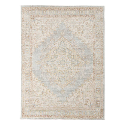 4' X 6' Tan And Gray Medallion Area Rug