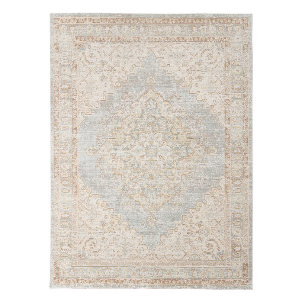 4' X 6' Tan And Gray Medallion Area Rug