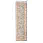 8' Coral And Blue Oriental Runner Rug