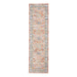 8' Coral And Blue Oriental Runner Rug