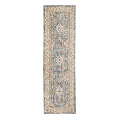 9' X 13' Coral And Blue Floral Area Rug
