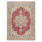 9' X 13' Ivory Red And Blue Medallion Area Rug