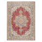 9' X 13' Ivory Red And Blue Medallion Area Rug