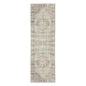 8' Tan And Light Green Medallion Runner Rug