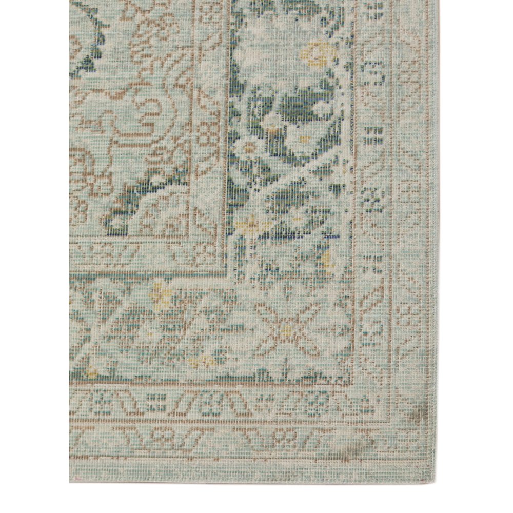 8' Tan And Light Green Medallion Runner Rug